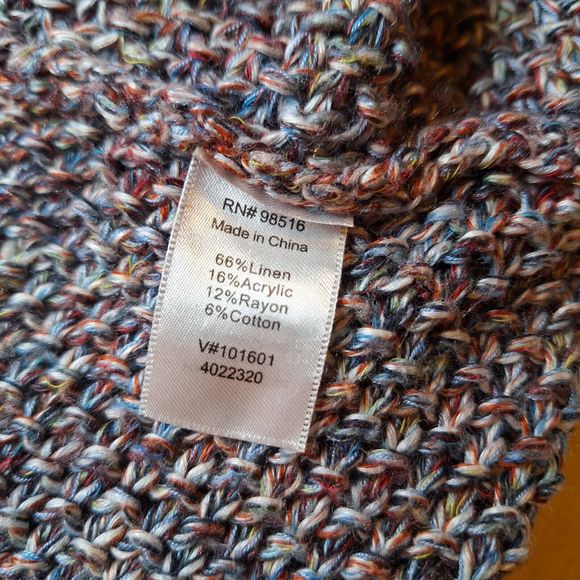 Coldwater Creek Open Front Blue/Gray/Wine/Cream Knit Cardigan, XL - Picture 5 of 5